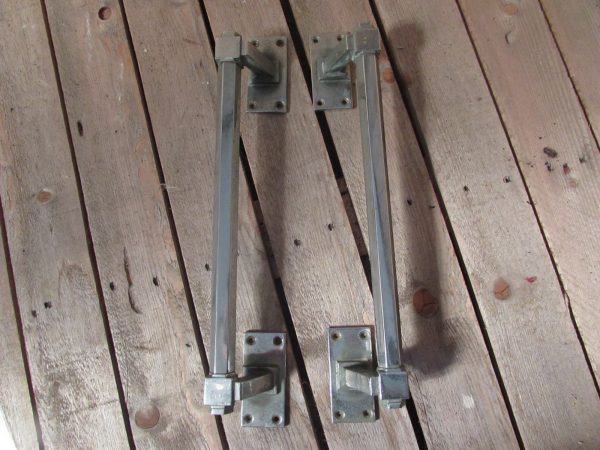 Pair of art deco 1930s main door handles (Chrome bar type) REDUCED